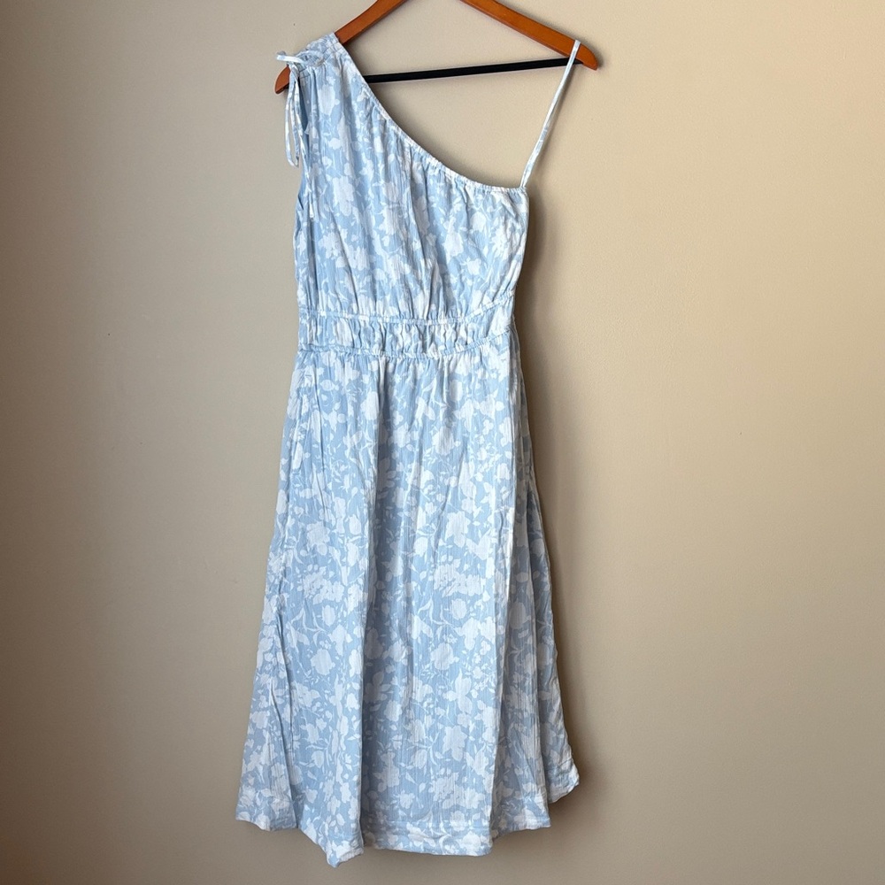 Free Assembly One Shoulder Maxi Dress Light Blue/White - Small
